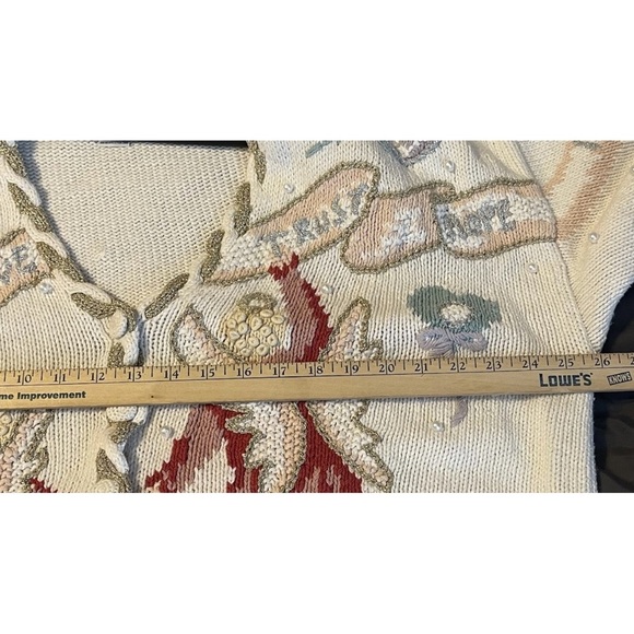 Stitches In Time Angels Peace Love Hope Button Cardigan Winter Knit Sweater  3X - Picture 12 of 16